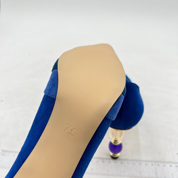 FOWT Blue Gradient Pointed Toe Party Pumps Jewelry High Heel Colorful Shoes - Picture 5 of 7
